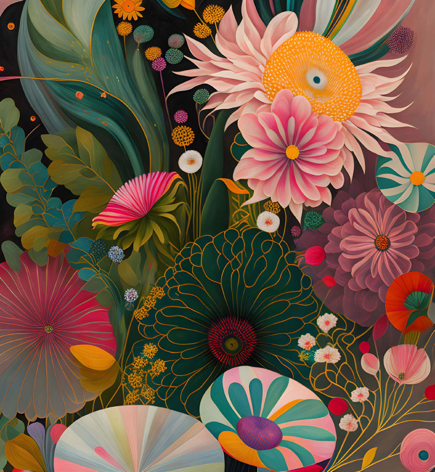 Colorful Surreal Flower Painting with Eye Detail