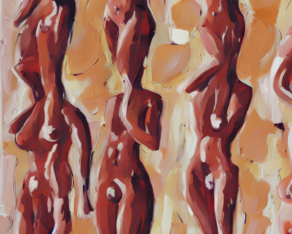 Repetitive Stylized Human Forms in Brown and Beige Palette