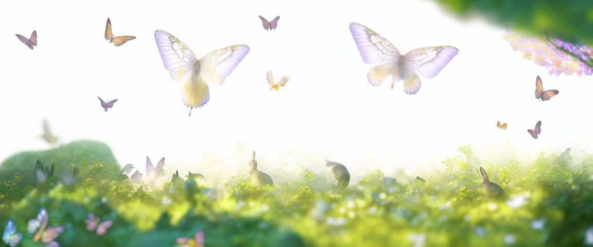 Tranquil meadow with butterflies and wildflowers