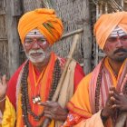 Ethereal women in traditional attire in mystical forest