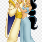 Fantasy-themed royal couple in blue and gold attire gaze intimately