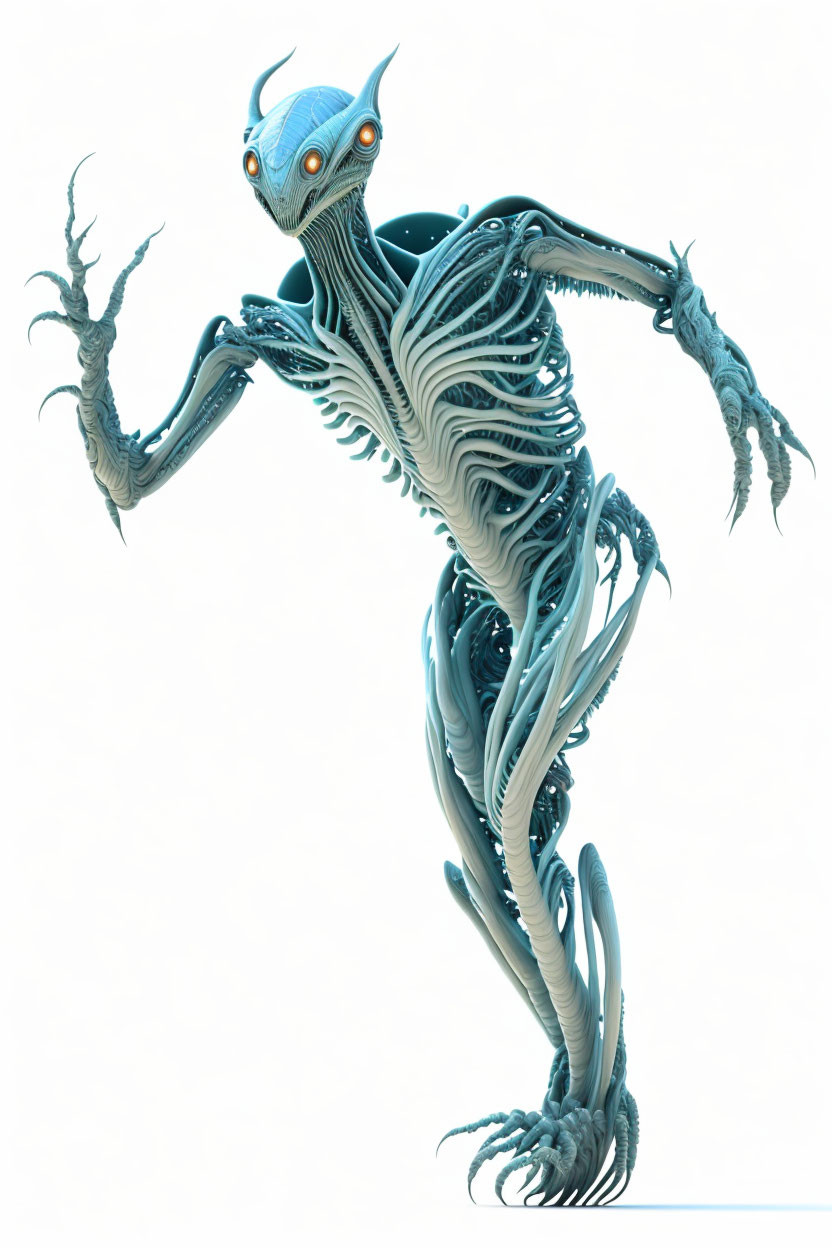 Surreal Humanoid Creature with Biomechanical Features