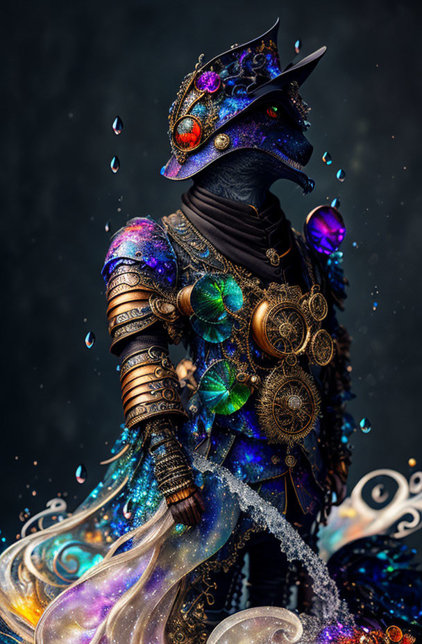 Humanoid Figure in Ornate Steampunk Fantasy Armor