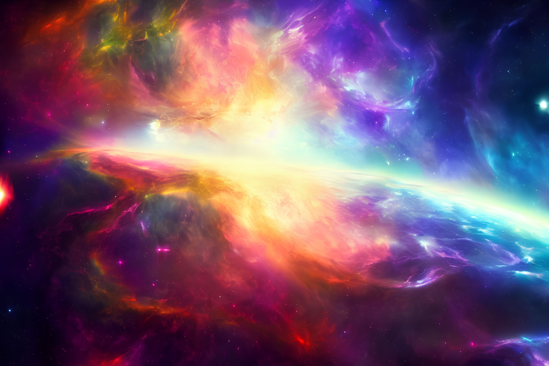 Colorful Swirling Nebula with Bright Center Display