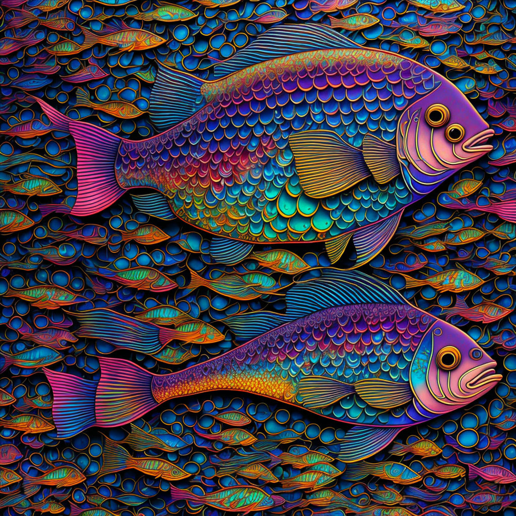 Vibrant Underwater Scene with Colorful Fish