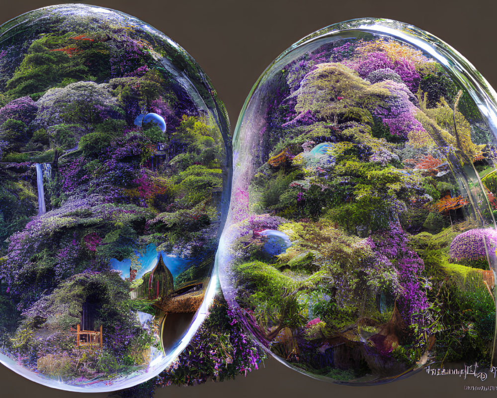 Interconnected Spherical Terrariums with Miniature Forest Ecosystem