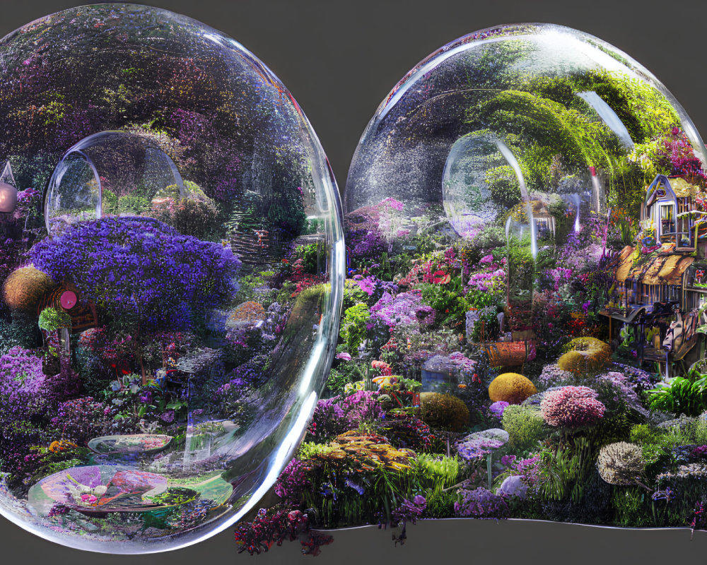 Colorful Flower Terrariums with Garden Elements