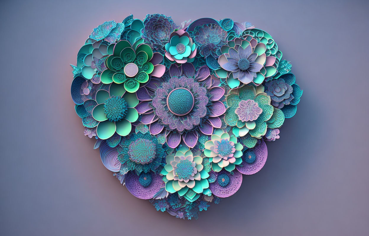 Heart Shape Design with Layered Floral Patterns