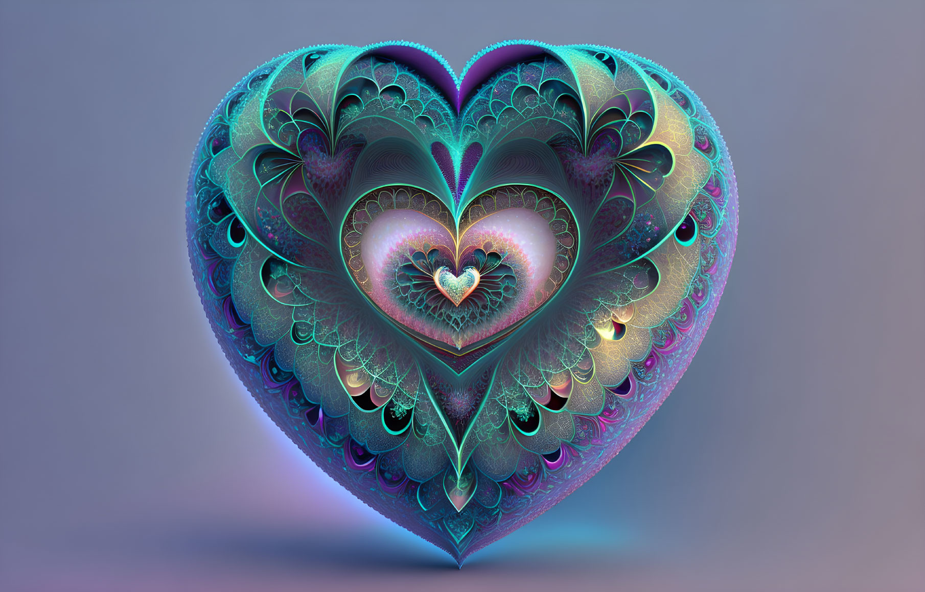 Vibrant Multi-Layered Heart Design in Digital Art