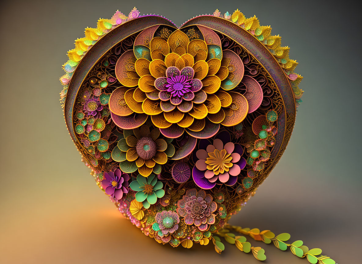 Heart-Shaped Floral Arrangement in Vibrant Colors