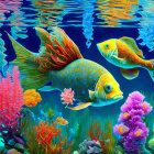 Colorful Fish and Coral Reefs in Vibrant Underwater Scene