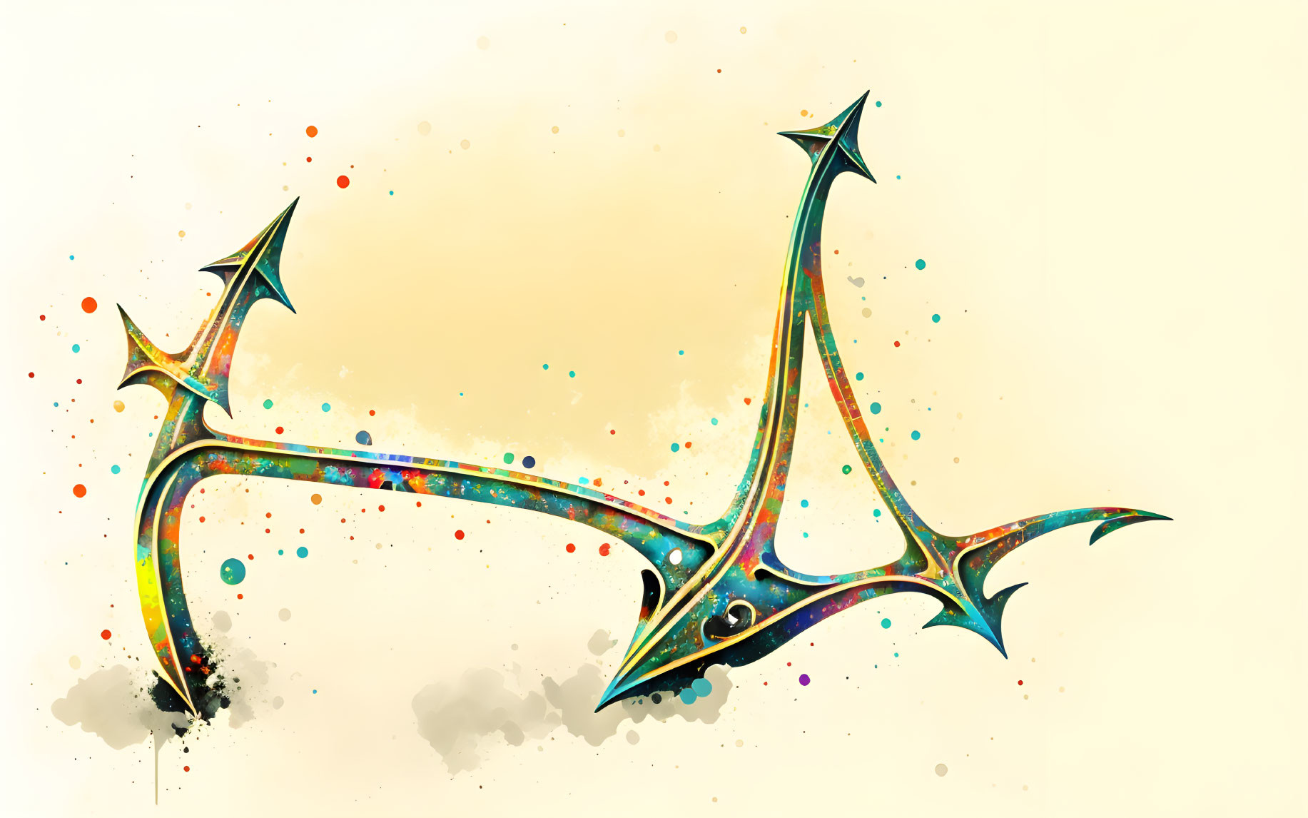 Colorful splattered paint design on anchor illustration.