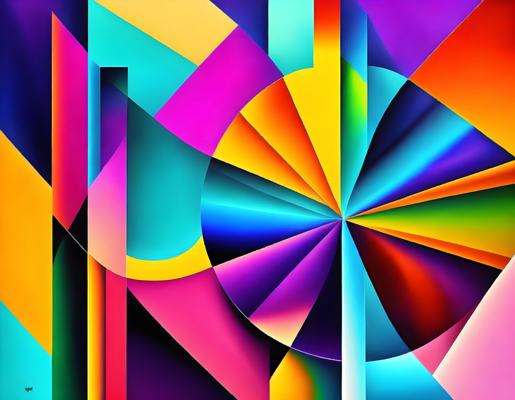 Vivid Abstract Art: Bright Colors, Geometric Shapes, Dimensional Illusions