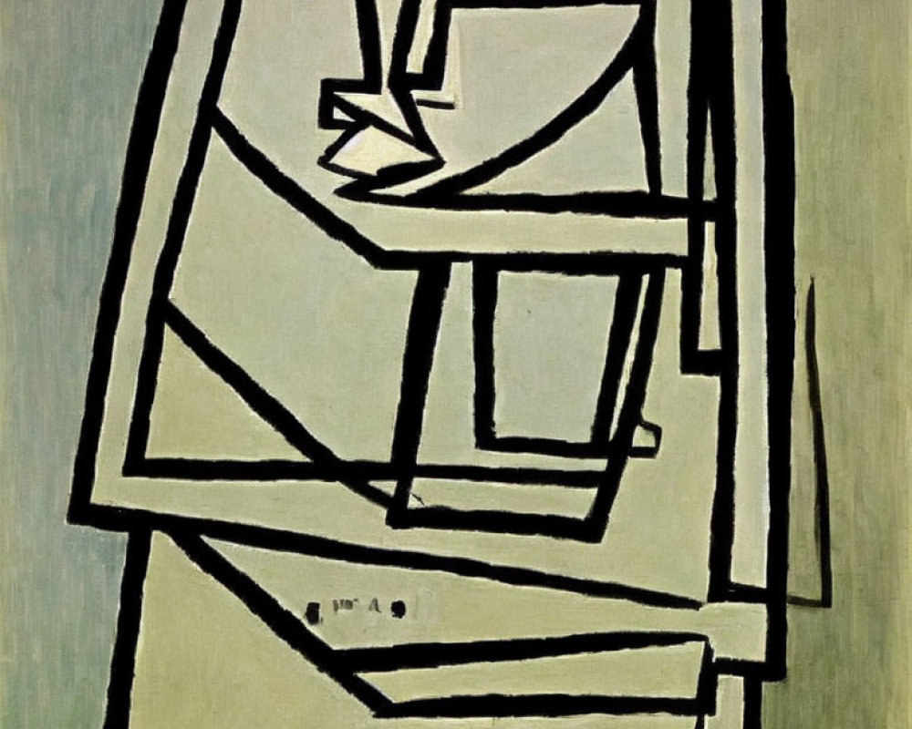 Fragmented Cubist-Style Face in Abstract Black Line Art