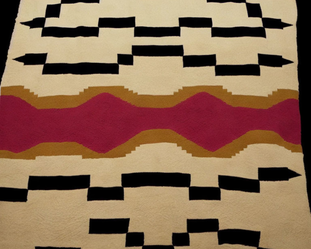 Geometric Black Cream Pink Burgundy Rug