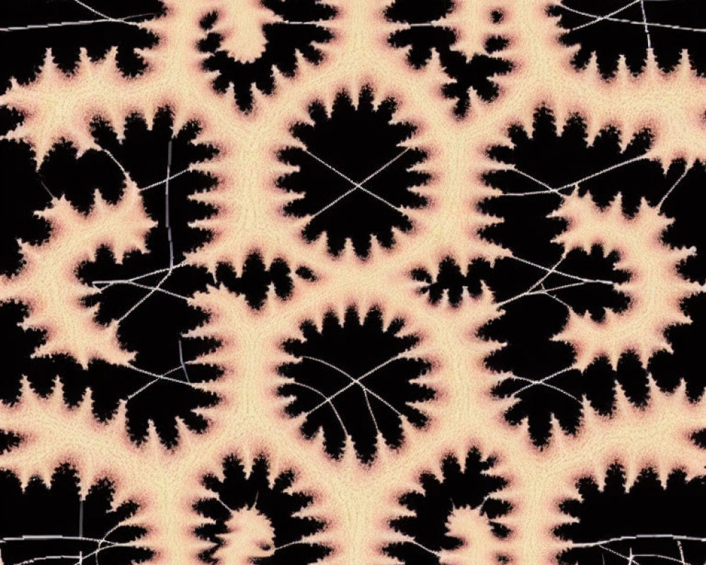 Intricate Pink Coral-Like Fractal Pattern on Black Background