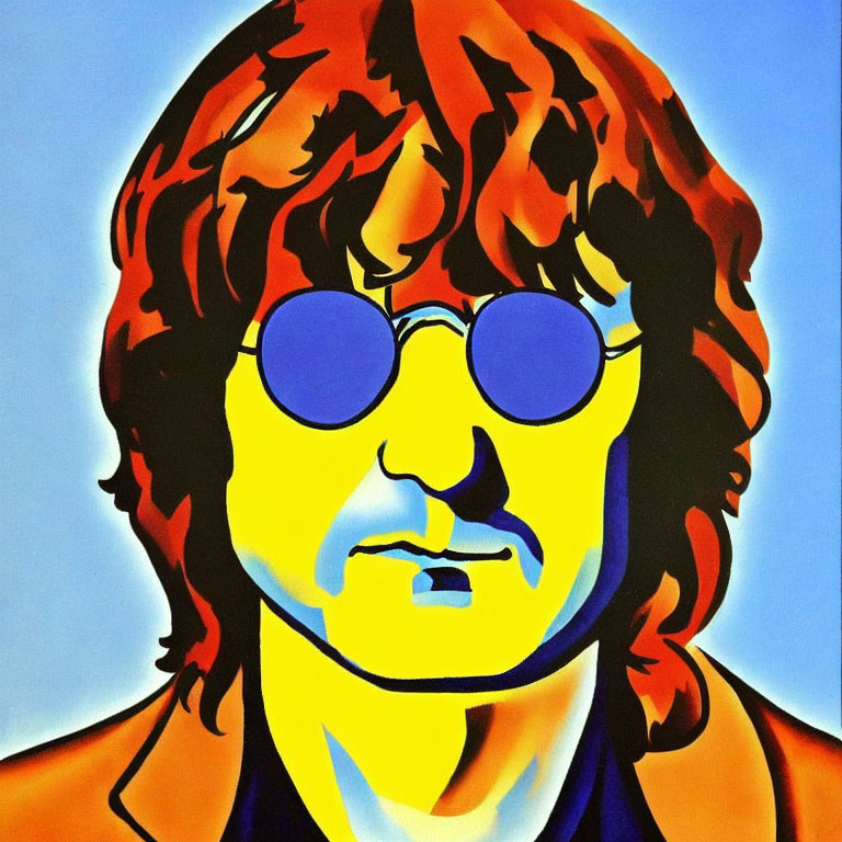 Vibrant Pop Art Portrait of Man with Round Glasses