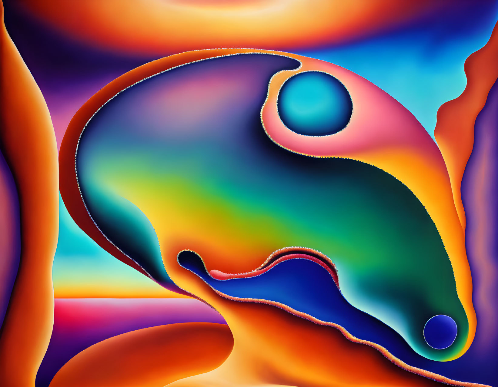 Colorful Abstract Art: Swirling Patterns in Orange, Blue, and Green