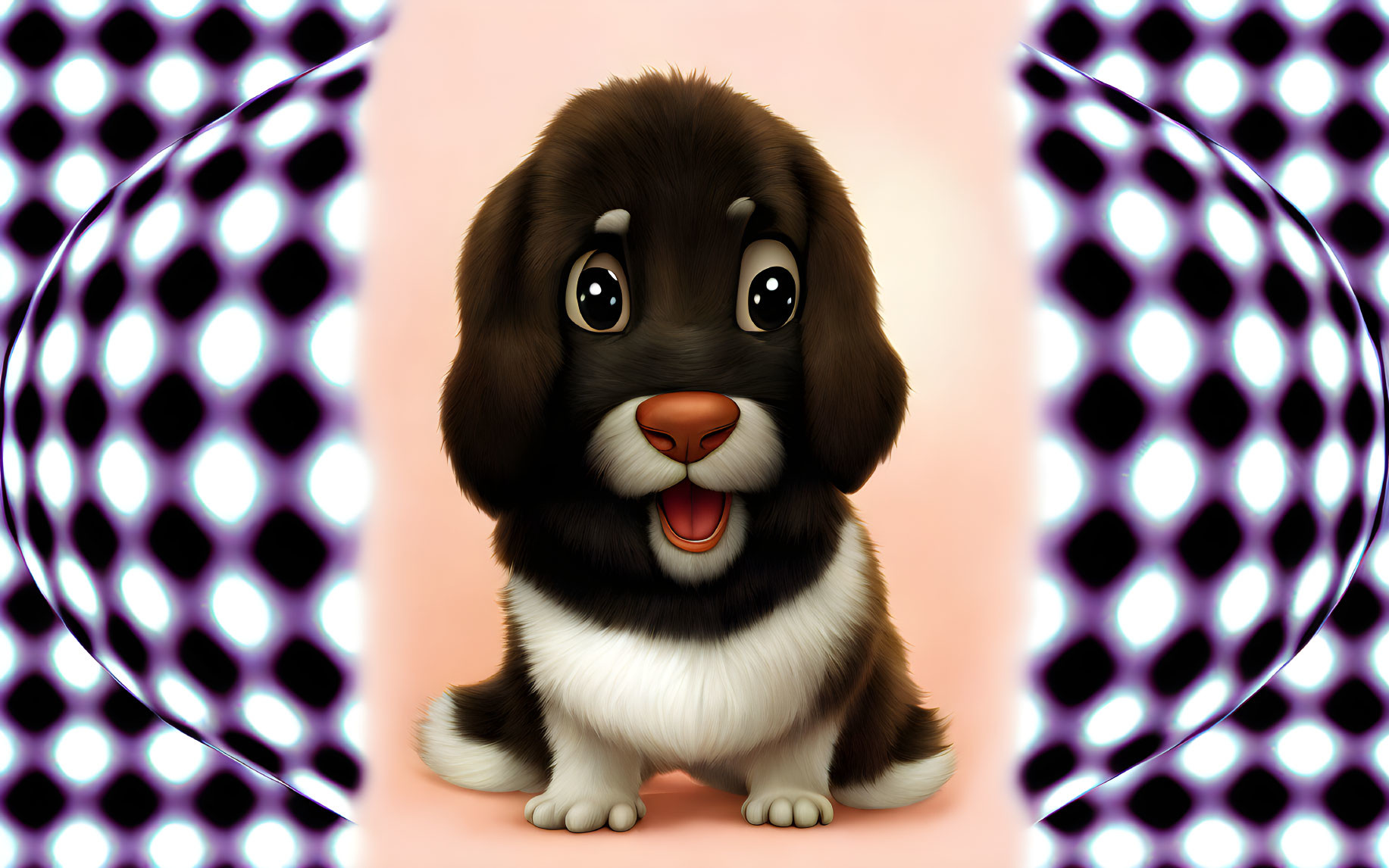 Adorable cartoon puppy illustration on pink background