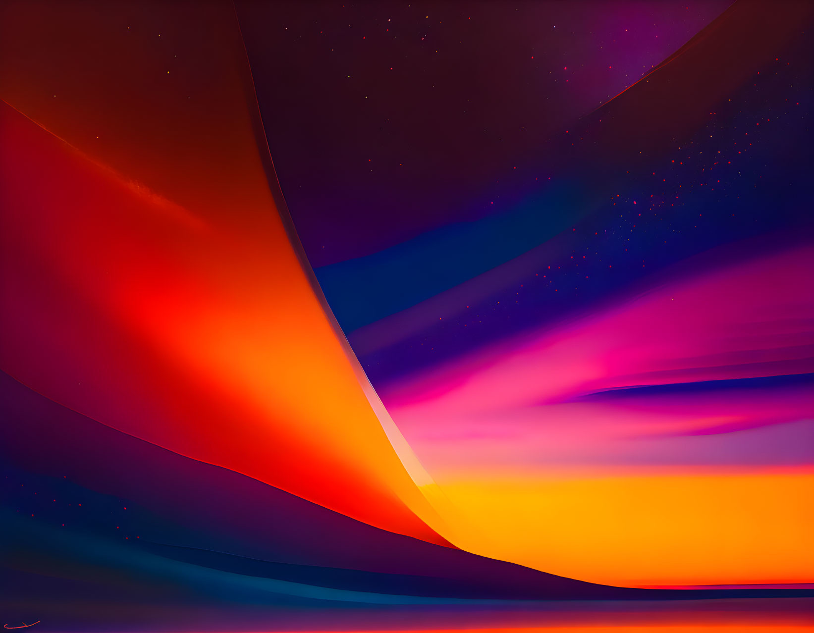 Colorful Abstract Background: Red, Orange, Purple, Blue Gradient Sunset or Sunrise with Starry Sky