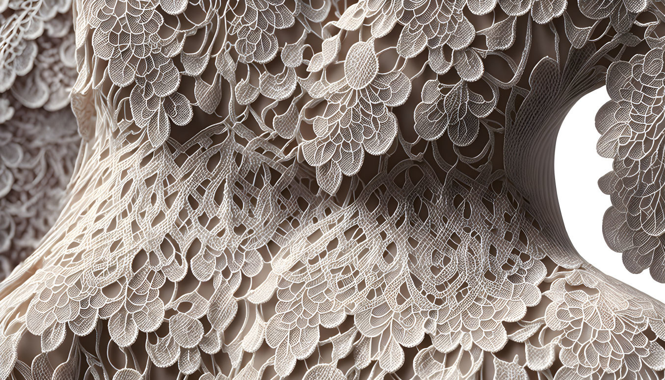 Floral lace fabric sculpted into intricate design