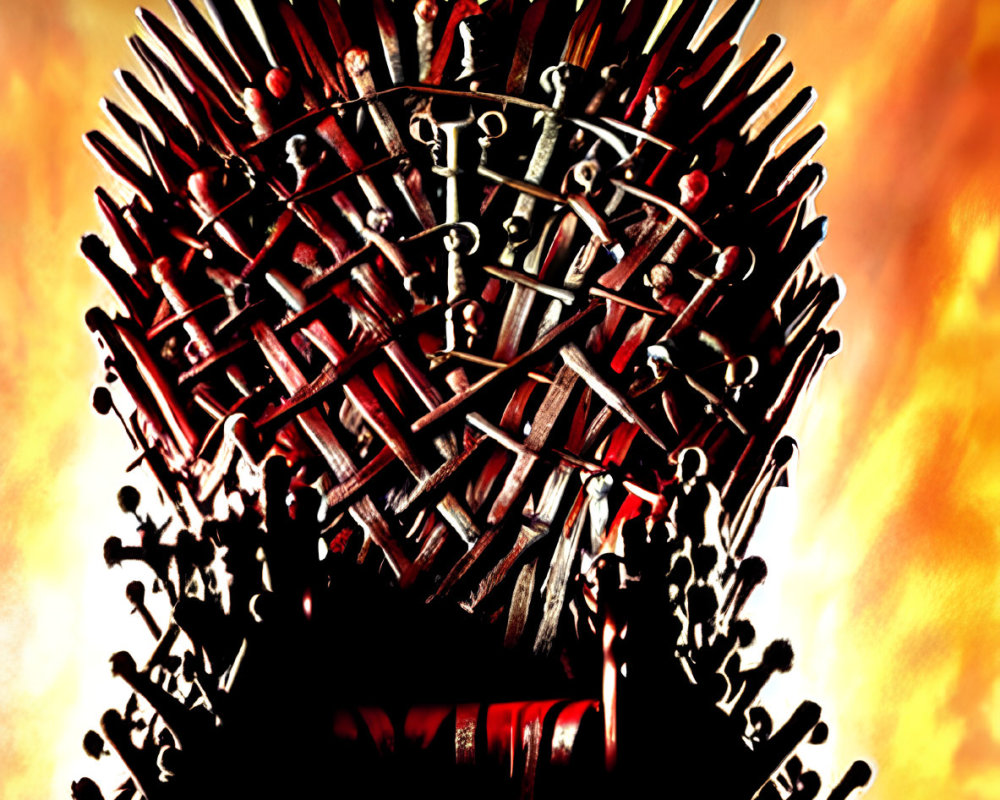 Iconic Iron Throne: Swords & Fiery Background for Game of Thrones Fans