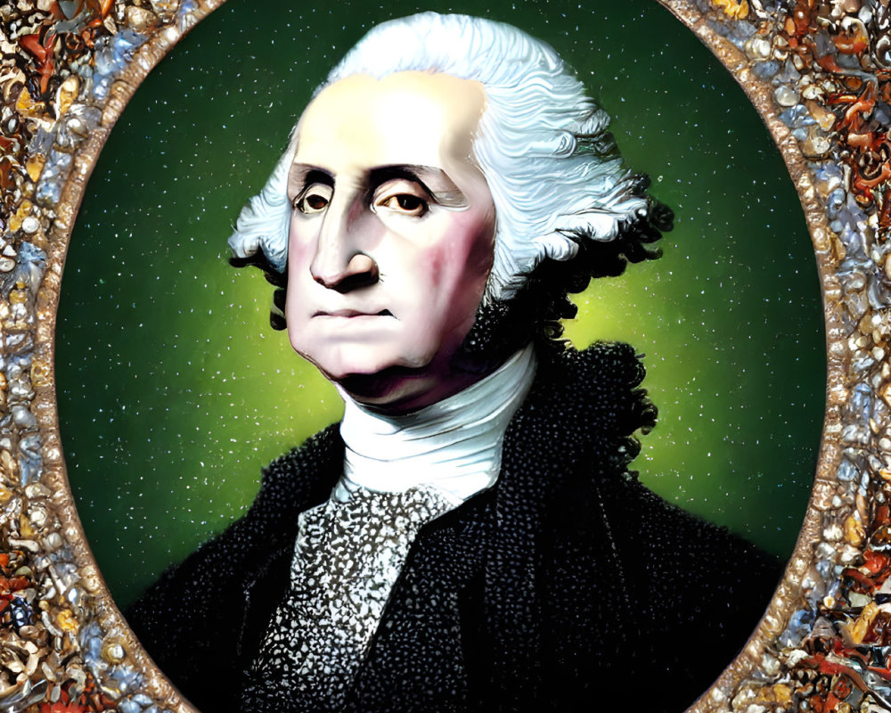 Stylized Portrait of George Washington with Ornate Frame