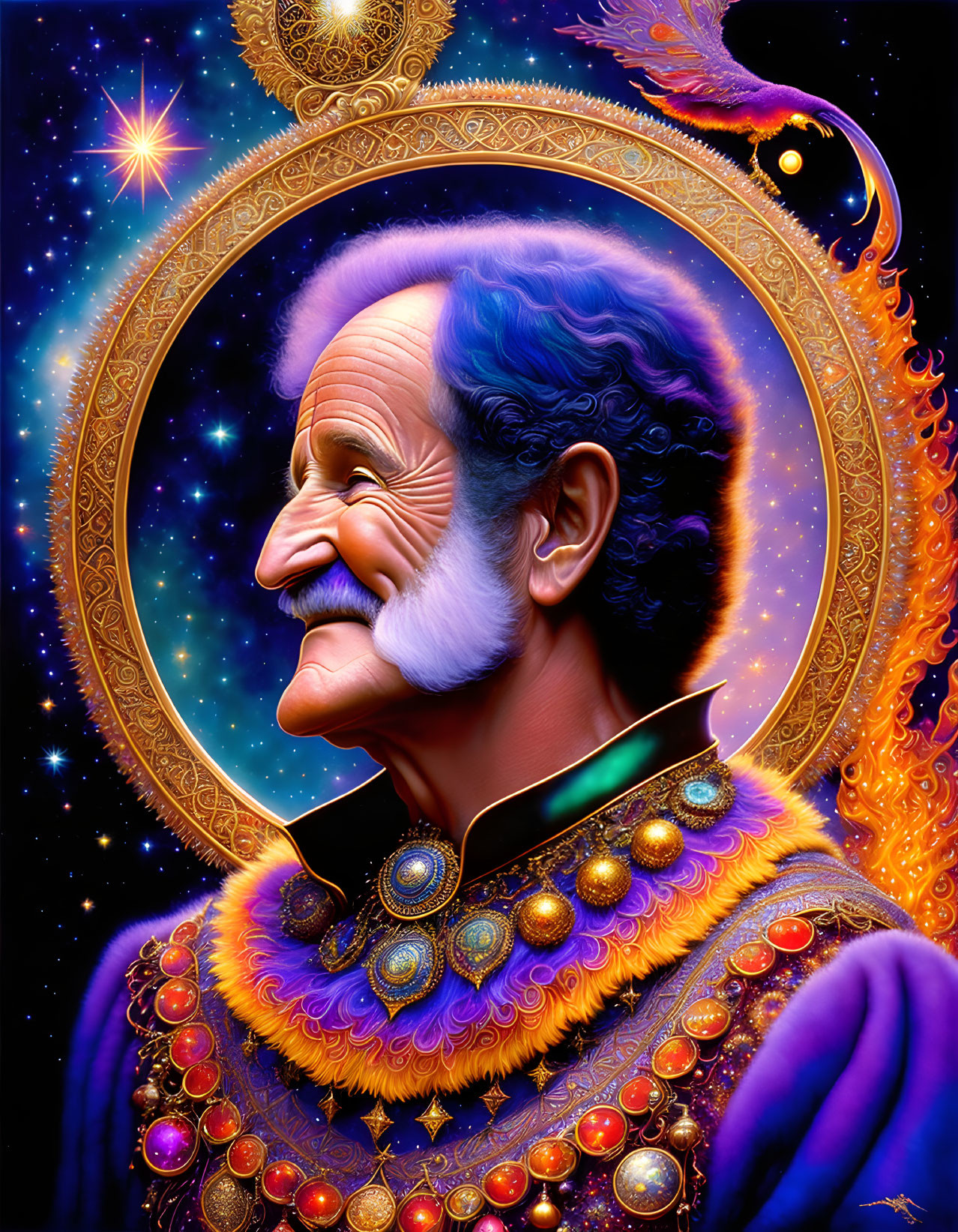Colorful Whimsical Portrait of a Jovial Man