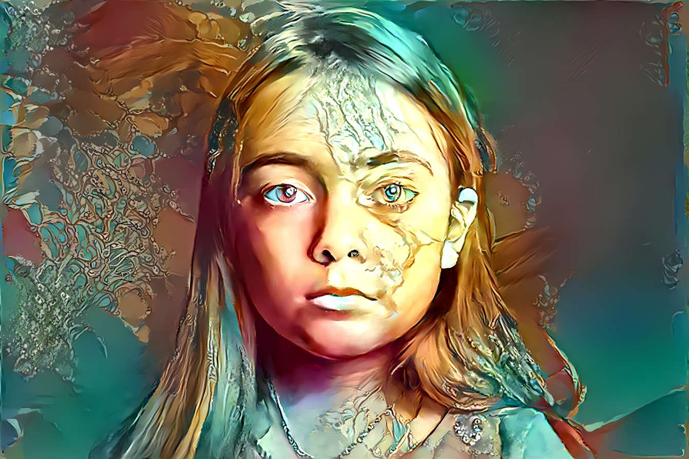 little girl, water and colors