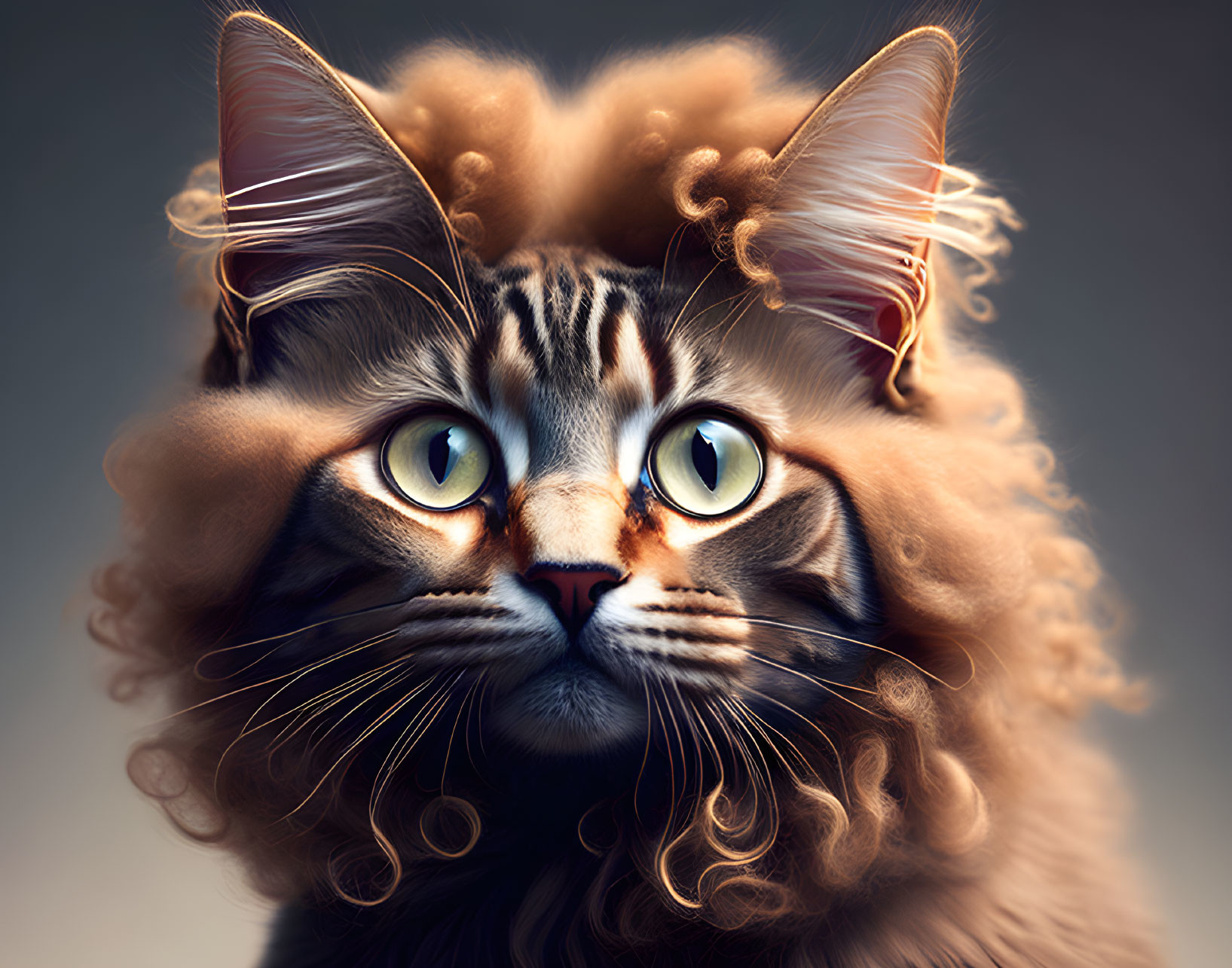 Digital art of a cat with exaggerated features