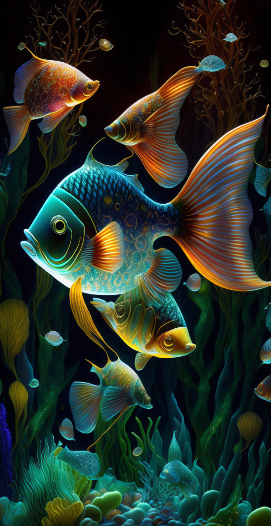 Colorful Tropical Fish and Coral Reef in Underwater Scene