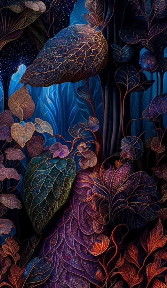 Detailed Colorful Illustration of Mystical Forest Scene