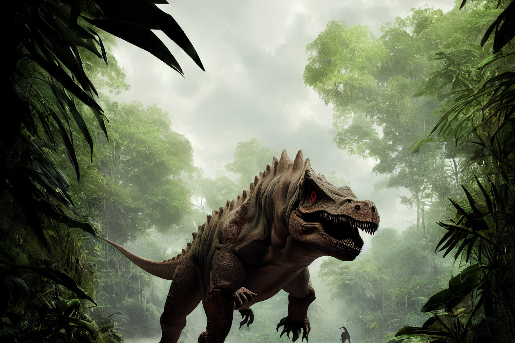 Realistic Tyrannosaurus Rex in Dense Jungle Setting