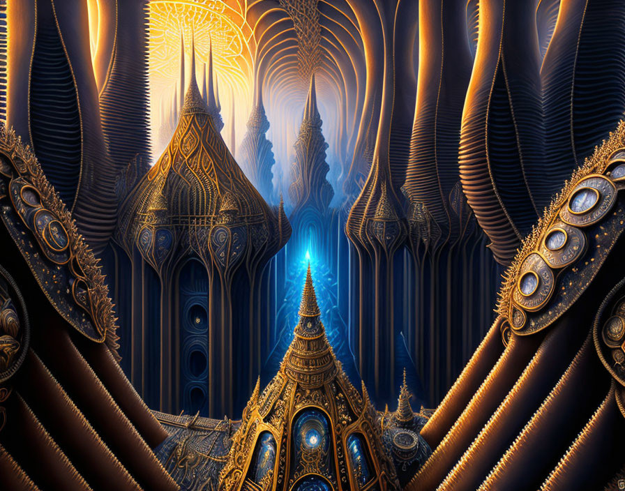 Surreal Landscape with Intricate Architectural Structures