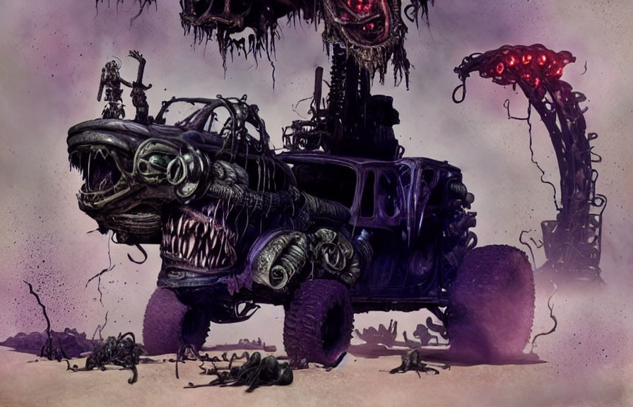 Futuristic Alien Monster Truck in Dystopian Landscape