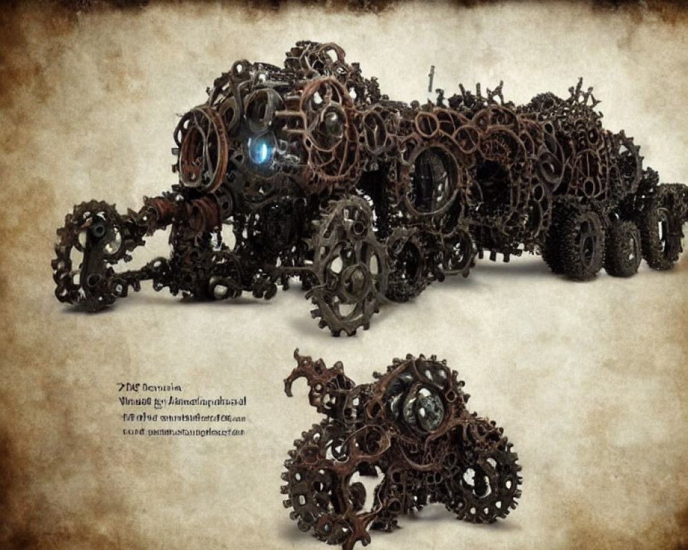 Steampunk-style mechanical panther illustration with intricate gear details