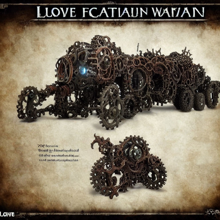 Steampunk-style mechanical panther illustration with intricate gear details