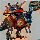 Detailed digital artwork: Whimsical mechanical creature with cartoonish features