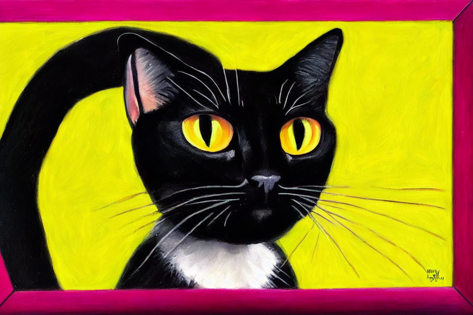 BLACK CAT ON YELLOW