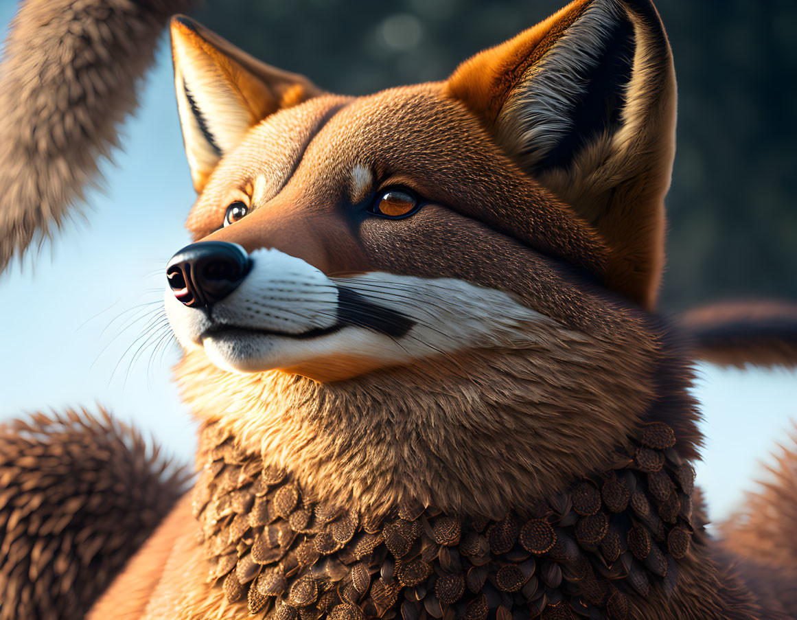 Detailed Digital Fox Close-Up with Keen Gaze