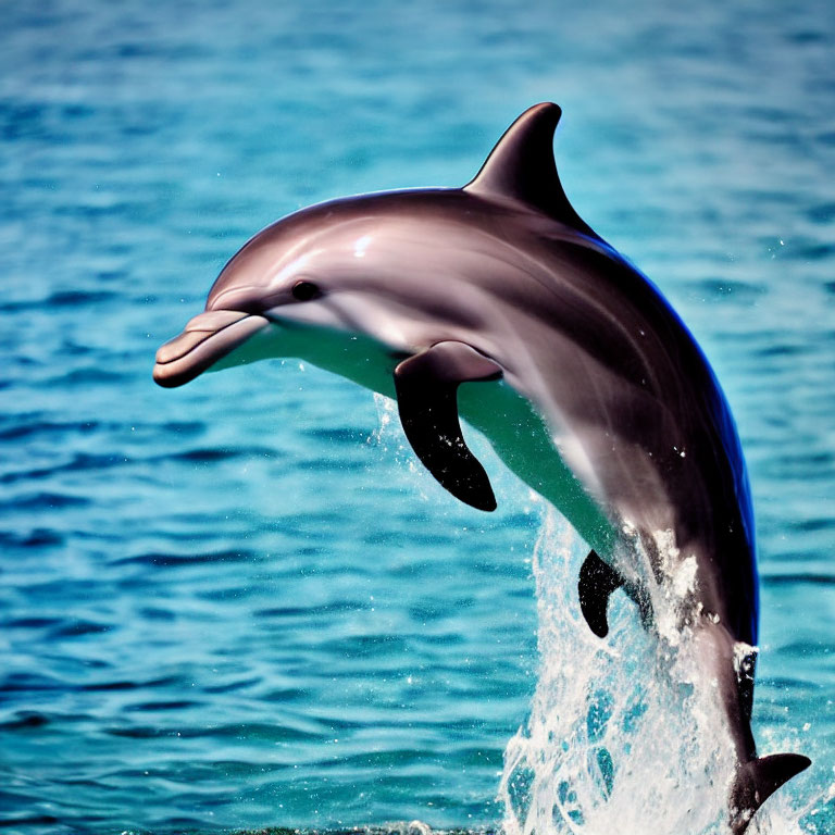 Graceful Dolphin Leaping from Clear Blue Water