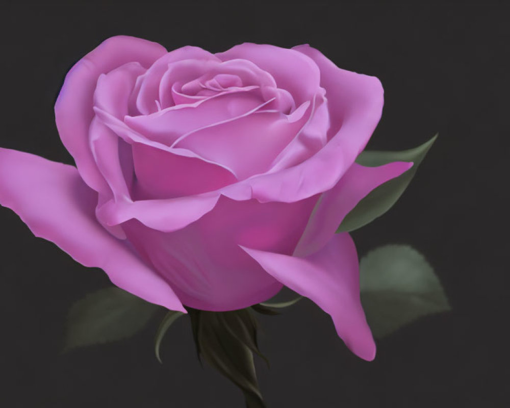 Vibrant pink rose digital painting on dark background