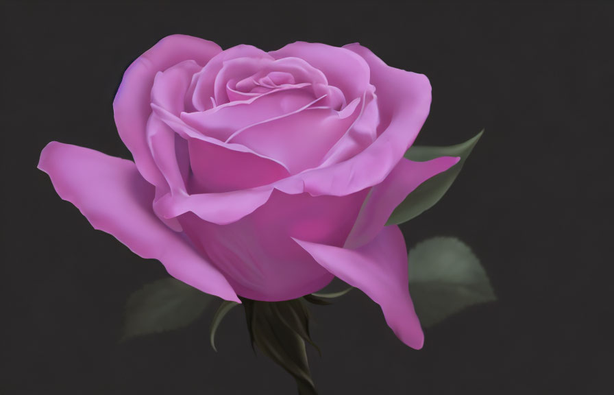 Vibrant pink rose digital painting on dark background