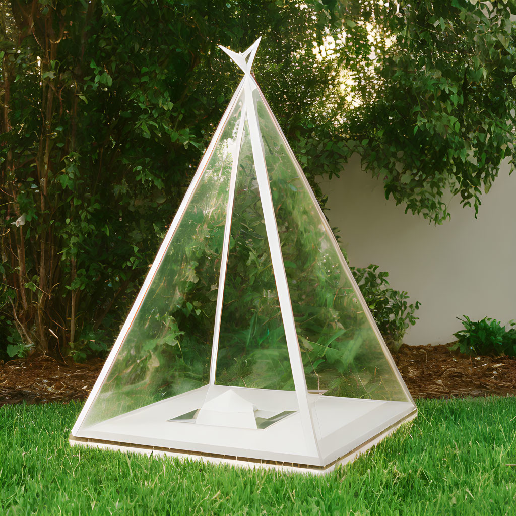 Transparent Pyramid with Star Garden Ornament on Green Grass