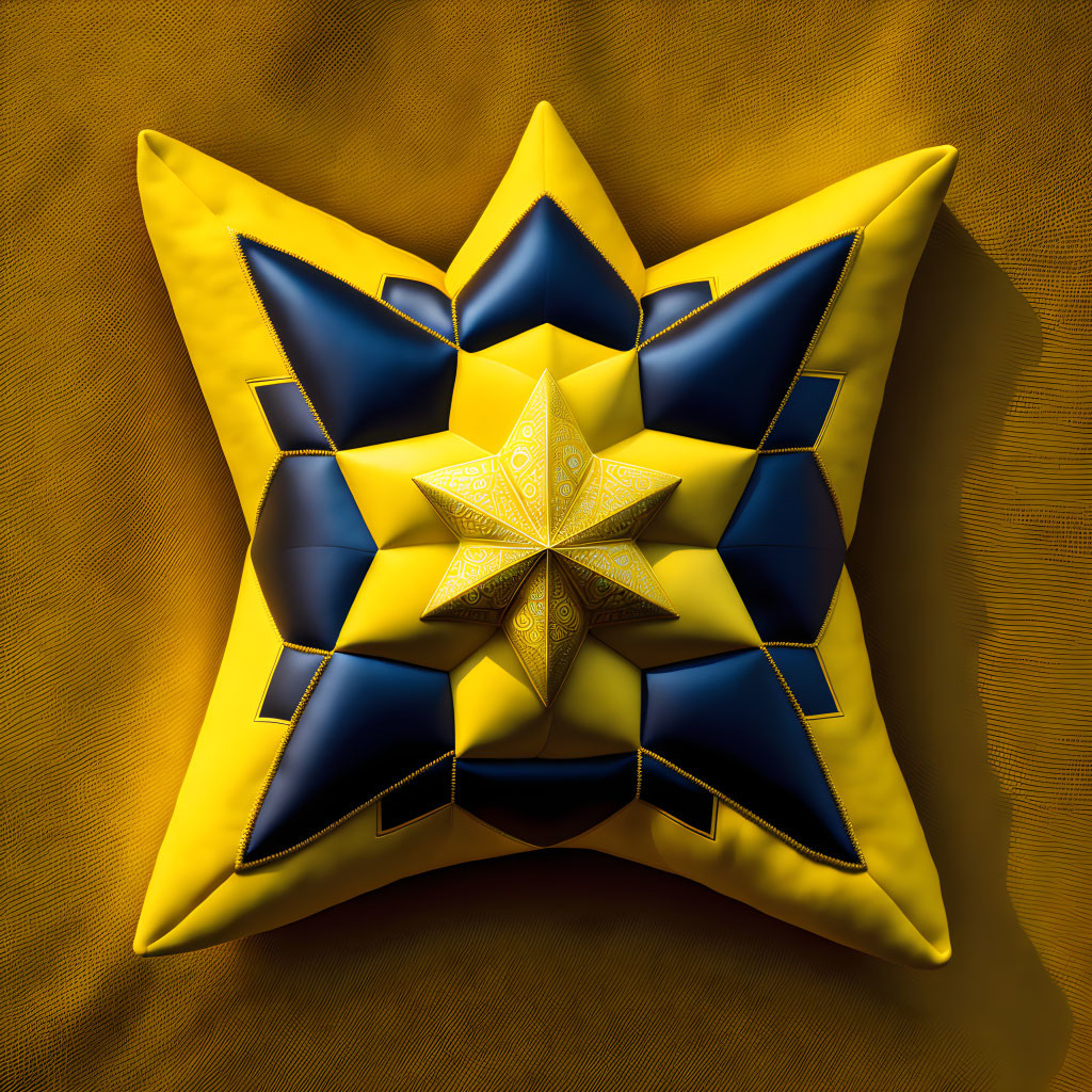 Layered gold and blue star 3D illustration on textured background