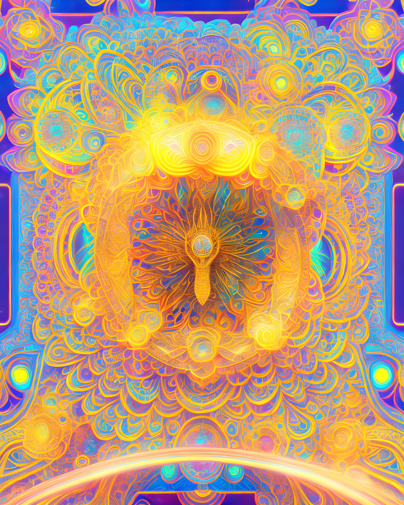 Colorful Psychedelic Digital Artwork with Humanoid Figure