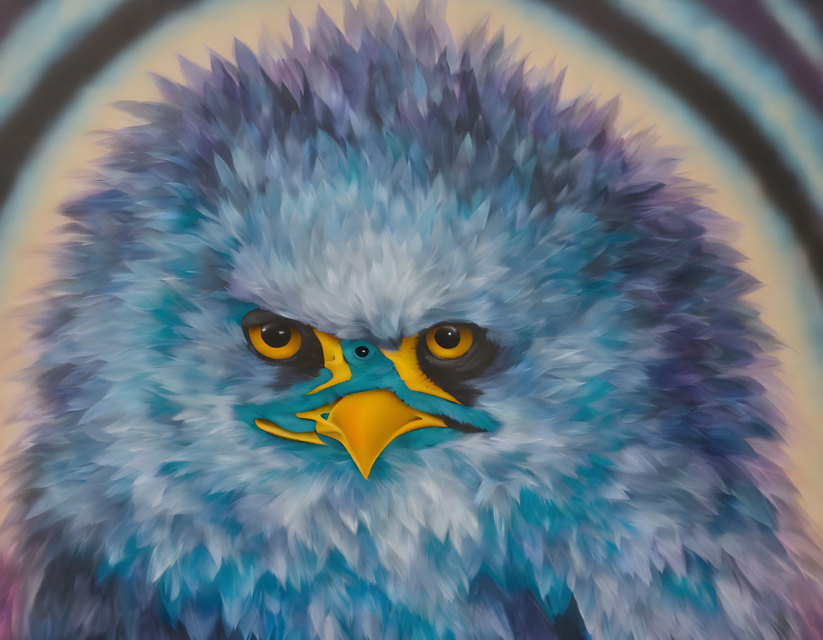 Colorful Stylized Painting: Eagle with Blue and Purple Feathers