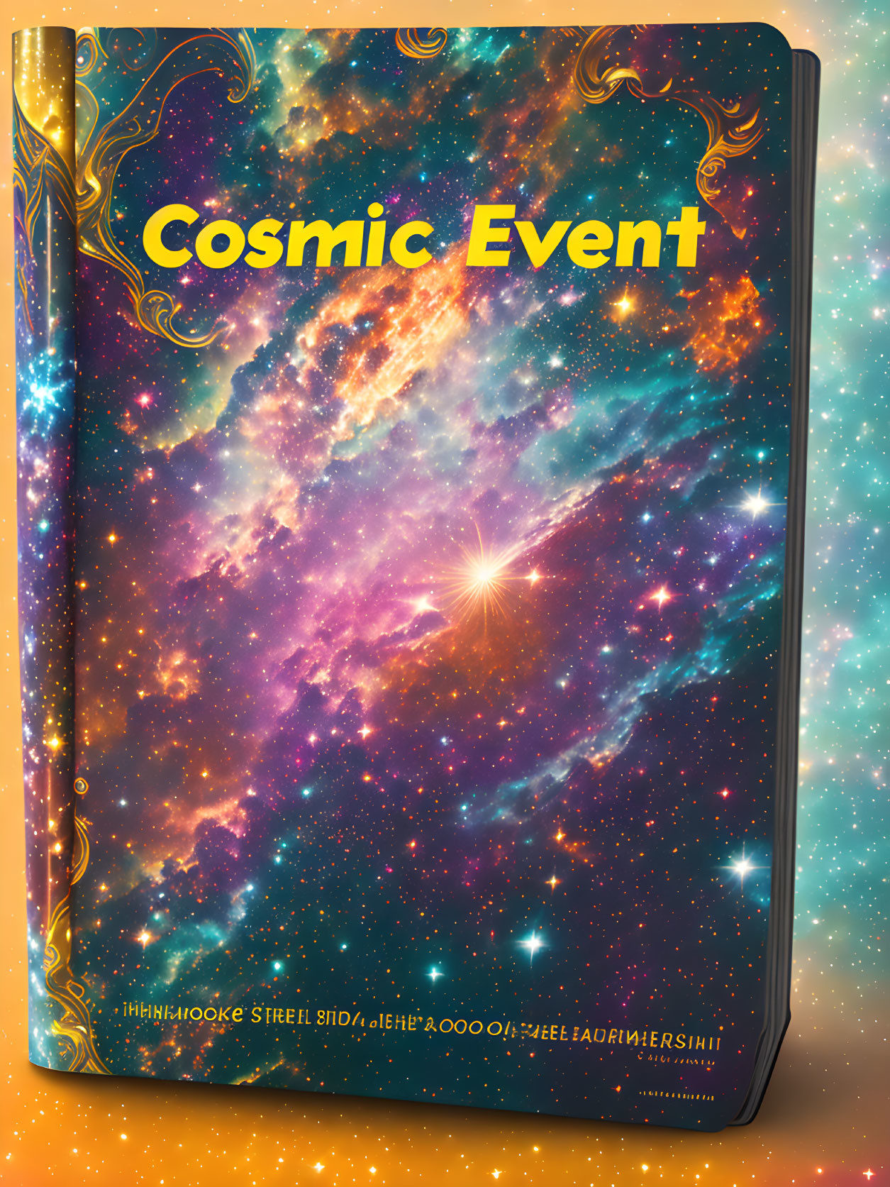 Colorful Nebula Background with Ornate Golden Designs Journal Cover