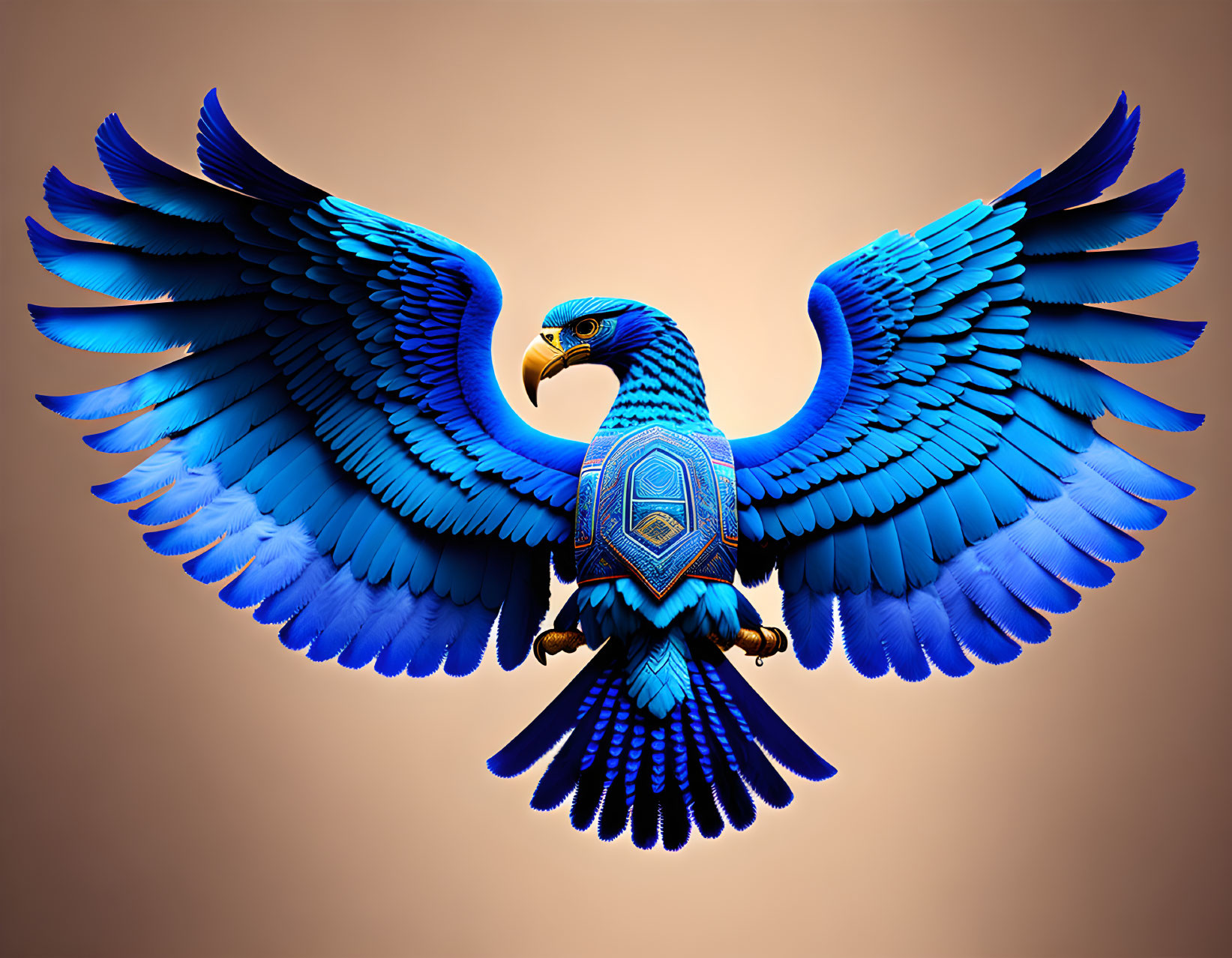 Stylized eagle digital artwork with vibrant blue patterns