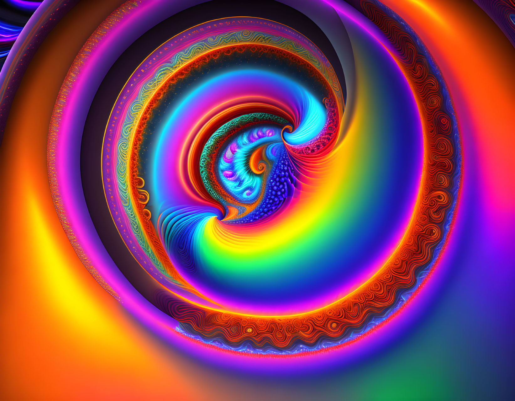 Colorful Abstract Fractal Art with Swirling Patterns in Spectrum